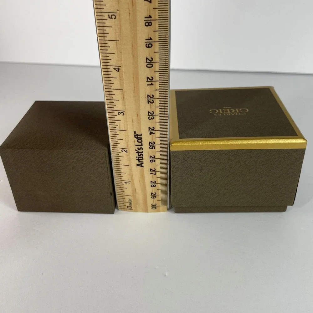 Charles Greig 1899 Luxury Ring Box with Outer Box Brown Gold Jewelry‎ Storage